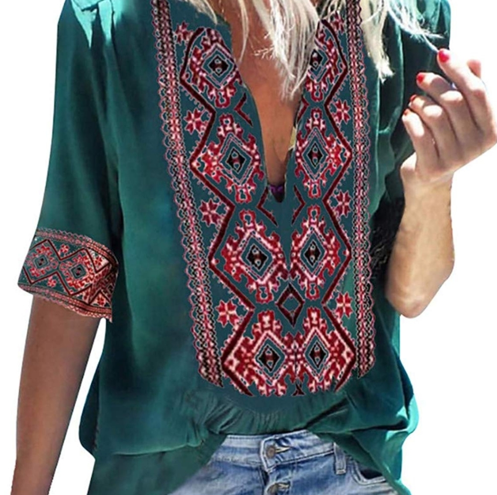 Short sleeve deep v-neck shirt